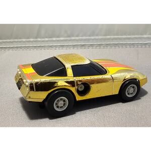 Vintage Tomy Ratchet Racers - Japan - Gold Corvette w/Orange Yellow - loose